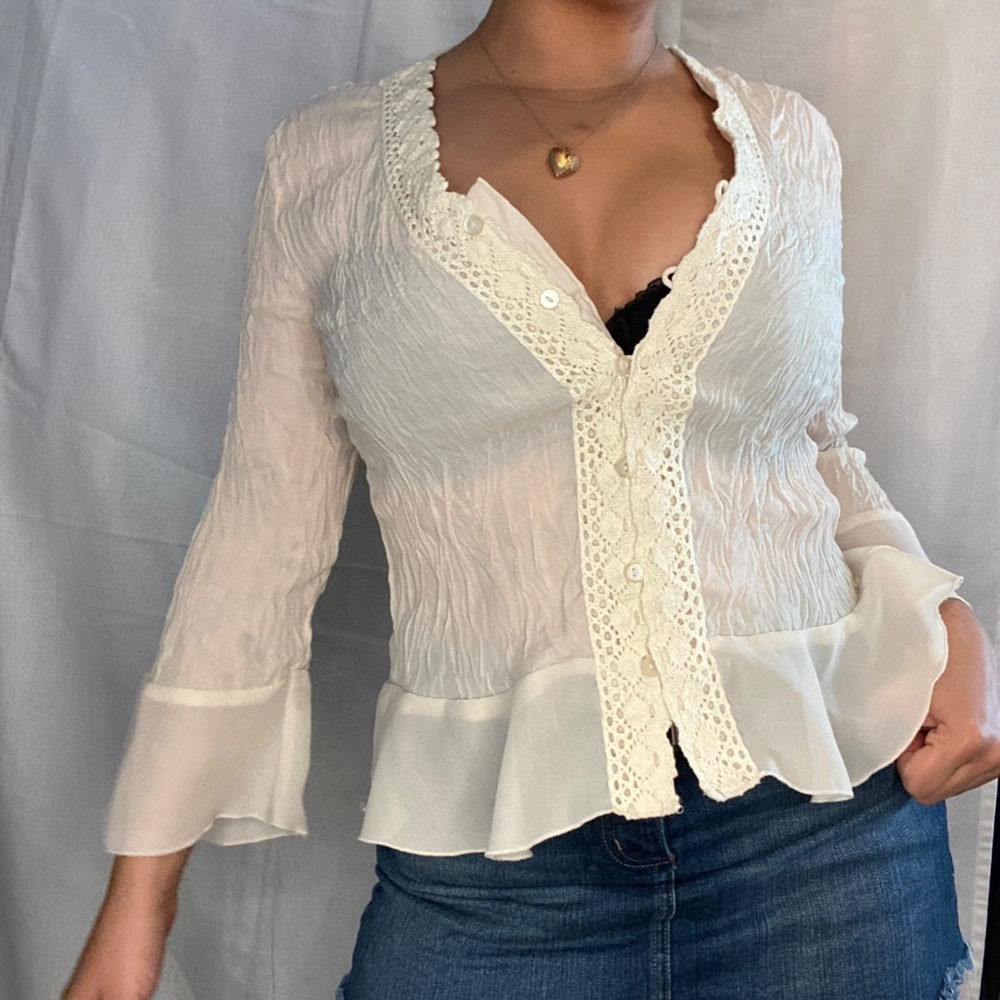 Sunny Taylor _ White Sheer Flowy Blouse